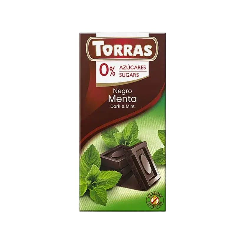 Torras Hořká čokoláda s mátou 75 g (bez cukru)